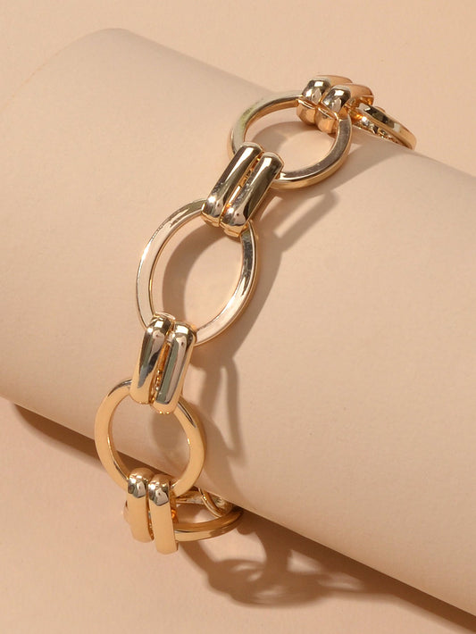 Goth Punk Hip Hop Gold Circle Link Chain Bracelet Wholesale Women Accessories