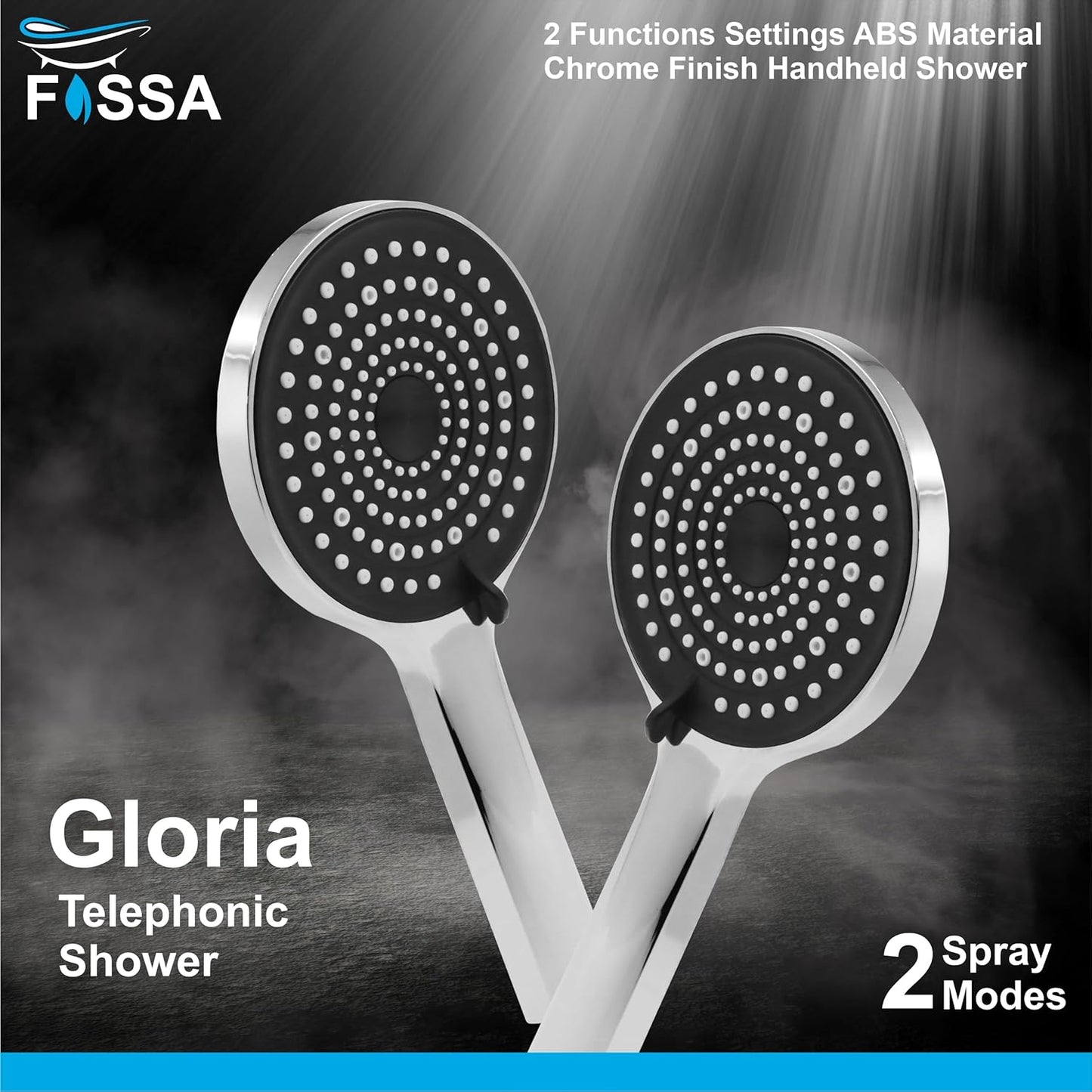 Fossa Gloria Hand Shower Set – High Pressure Shower & 2 Spray Modes | ABS Body, Chrome Finish (Hand Shower Only)